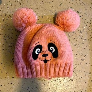 Pink panda beanie